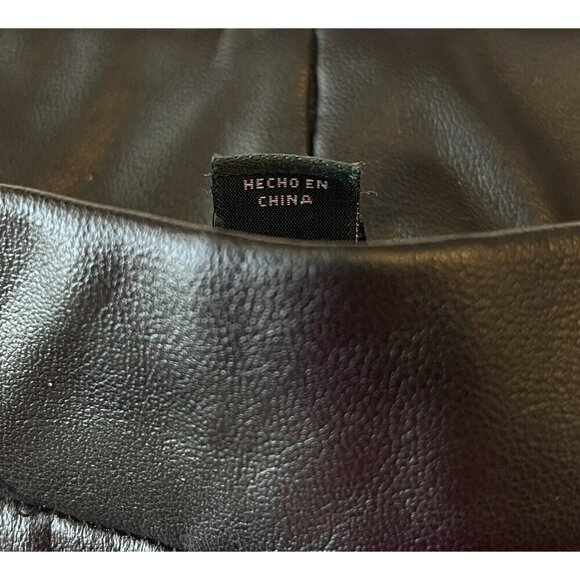 Wild Fable S Black Faux Leather High Rise Flare Slit Pants Goth Biker Costume - Picture 12 of 14